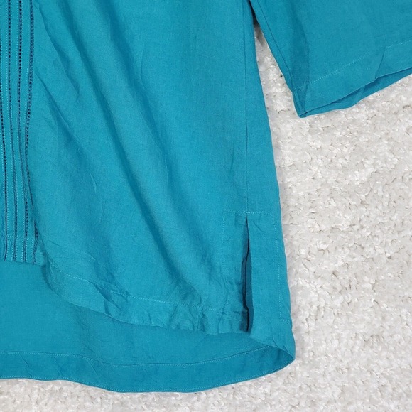 Soft Surroundings Women Linen Tunic Top Size XL 3/4 Sleeve‎ Vacation Beachy - Picture 3 of 13